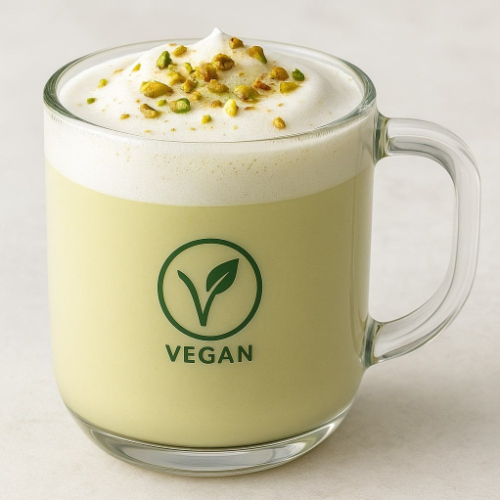 Vegan cafe latte with pistachio